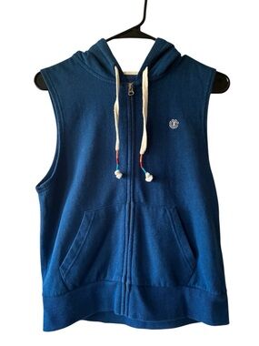 Element Blue Sleeveless Zip-Up Hoodie with White Drawstrings